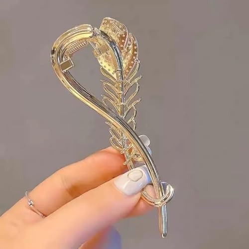 Image of Modern Hair Clutcher For Women | Stylish Hair Claws For Girls | Trendy Alloy Metal Clips | Premium & Fashionable Girls Hairs Accessories | Suitable In Various Occasions (Sweet Feather)