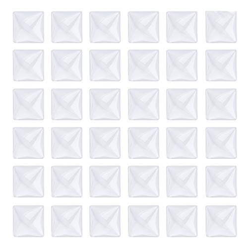 HAUTOCO 44pcs 25mm Square Glass Dome Cabochons 1 Inch Non-calibrated Flat Back Clear Glass Cabochon Tiles for Photo Pendant Craft Jewelry Making