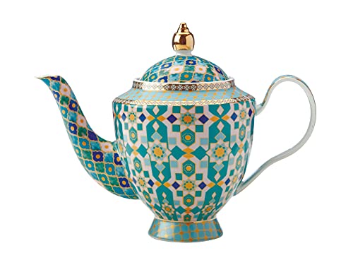 Maxwell & Williams Teas & C’s Kasbah Tetera de Porcelana con Infusor, 3 tazas / 500 ml – Verde