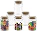 6 Piezas Frascos con Tapones de Corcho, Pequeña Tarros de Vidrio,Bote de Cristal para Aromas, Especias, Boda, comunión, Mensaje, Recuerdo de Fiesta (47mm x 70mm,80ml)