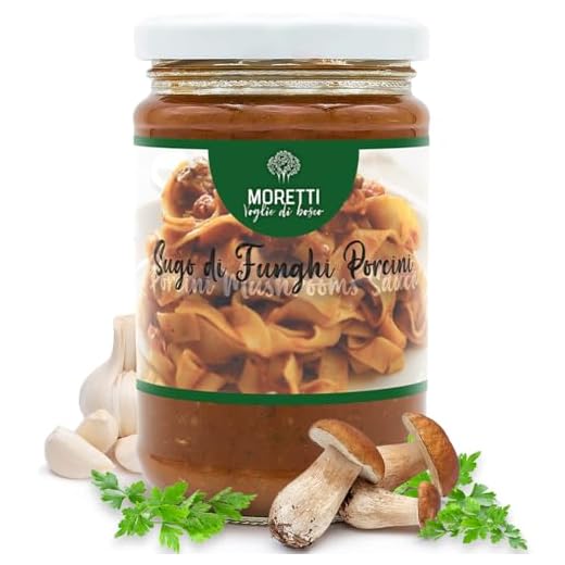 Moretti Voglie di Bosco – Sugo ai funghi porcini, Sughi Artigianali Italiani 250g | Ricette Tradizionali con Ingredienti Naturali e Olio EVO | Senza Additivi, Pronti all’Uso (Funghi porcini)