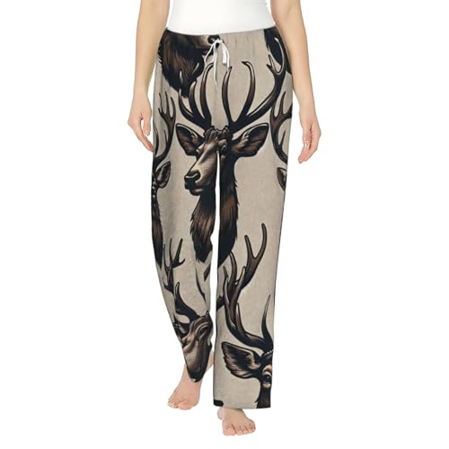 Pantalon de pyjama polaire cerf femme contre le froid nocturne