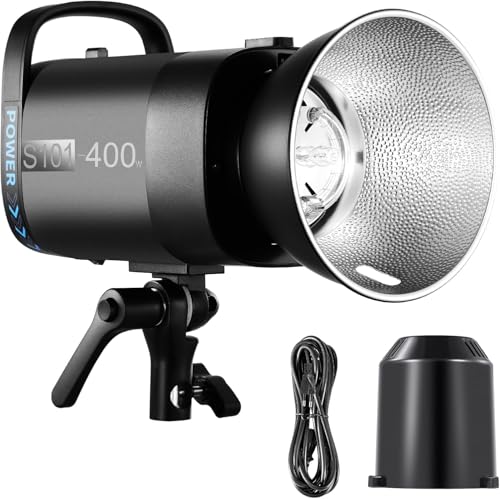 NEEWER S101-400W Strobo Flash con 150W Lampada Pilota a 9 Livelli, 400W GN65 5600K e Riflettore Standard con Attacco Bowens, Ventola Silenziosa in Modalità S1/S2 per Foto Studio di Prodotti Ritratti