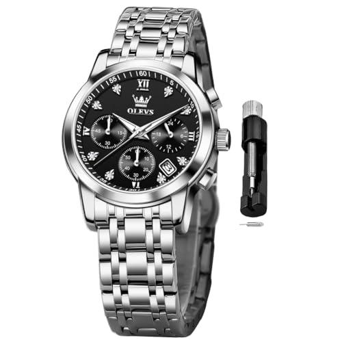 Image of OLEVS Women Watch Multifunctional Two Tone Watch Fashion Business Analog Quartz Ladies Watch Stainless Steel Waterproof Diamond Watch for Women