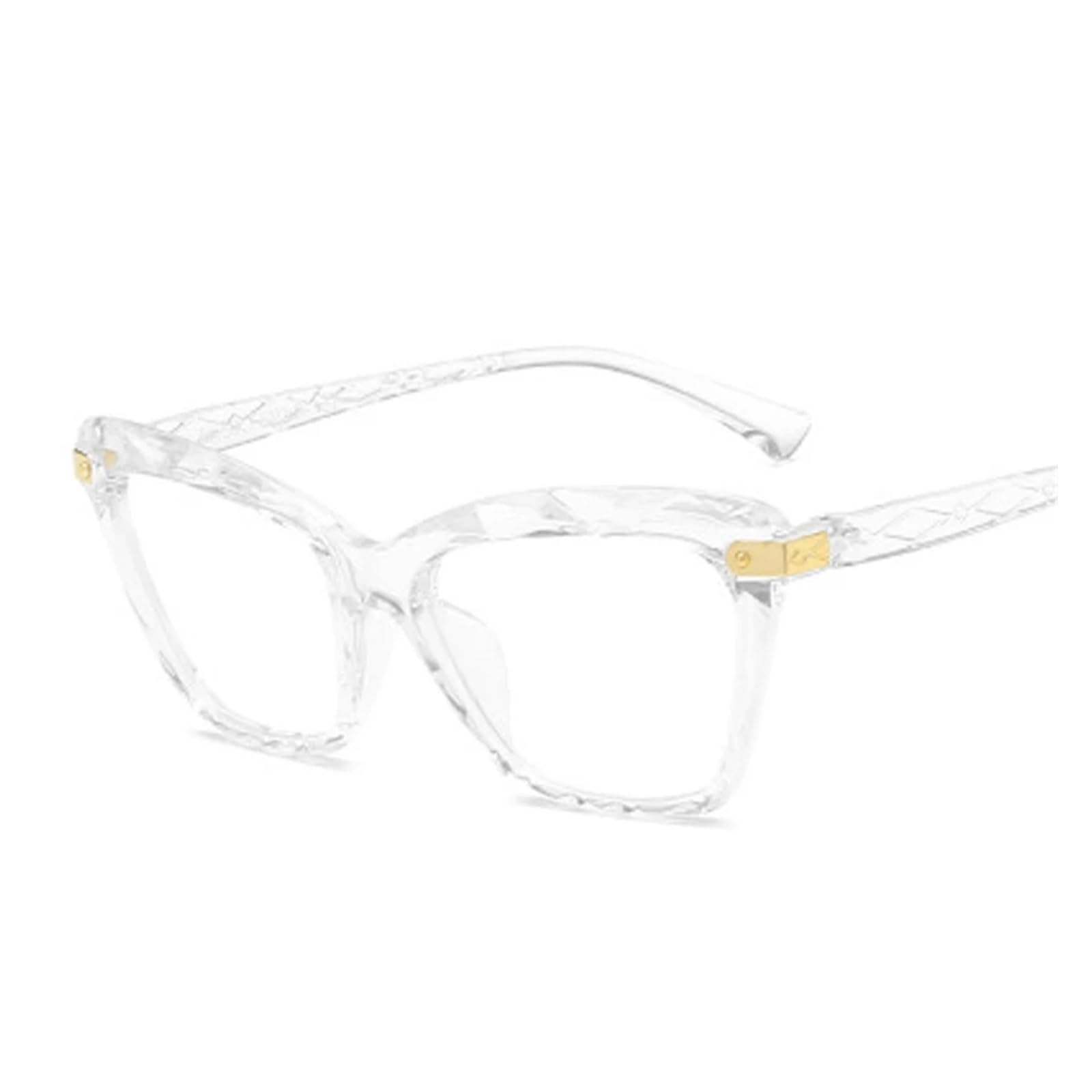 KLJUddGY Unisex Eyewear Frames Cateye Glasses Geometric Spectacles for Computer Non Prescription Eyeglasses Clear Reading Glasses Plastic(Clear)