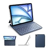 pankeybd Folio Tastatur Hülle für iPad Air 11 Zoll M3 2025/M2 2024, Air 4./5. Gen & iPad Pro 11 Zoll 1.,2.,3.,4. Gen 2018-2022, Smart Folio, Ultraflach, Magnetschnittstelle, QWERTZ, Blau
