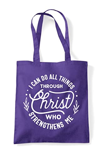 I can do all things through Christ [MOT22] Motivational statement tote shopping bag - Purple