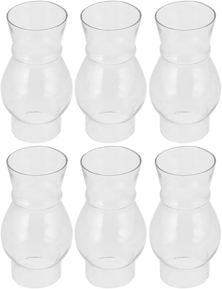 Housoutil Glass Chimney Replacement 6pcs Oil Lamp Clear Glass Shade Chimney Transparent Shade Windproof Lampshade for Vintage Oil Lantern Oil Kerosene Lamps Cover (8X3.3X3.3CM)