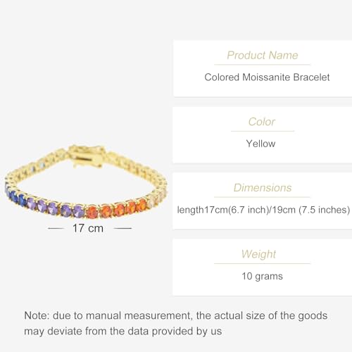 Fashionable 14K Gold Women's Colored Moissanite Bracelet Set with 4mm Round Colored Moissanite for Everyday Wear, Mother's Day Gift2