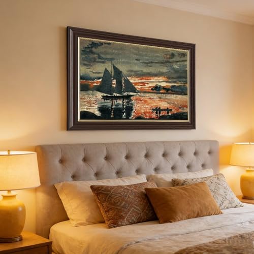 Impressionnisme Winslow Homer toile maritime d'exception cadre suspendu 40x61cm