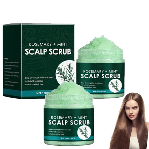 Champú exfoliante para cuero cabelludo de romero,Tratamiento capilar nutritivo contra la caspa y la acumulación,Limpieza suave con extractos marinos cuero cabelludo limpiador y nutritivo (2 unidades)