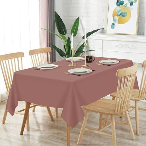 Image of Mulbozy 12 Pcs Brown Plastic Tablecloth for Rectangle Table, 54 x 108 inches Disposable Brown Party Table Covers for Birthday, Anniversary, Wedding, Fine Dining, Graduation Party Decoration