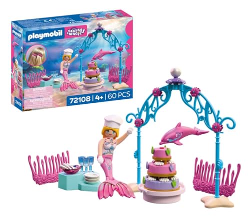 Playmobil | Fantaisie et Magie | Mariage sous‑Marin – Buffet | Buffet avec gâteau à Trois étages et Barrettes Corail | Jouet pour Enfants à partir de 4...