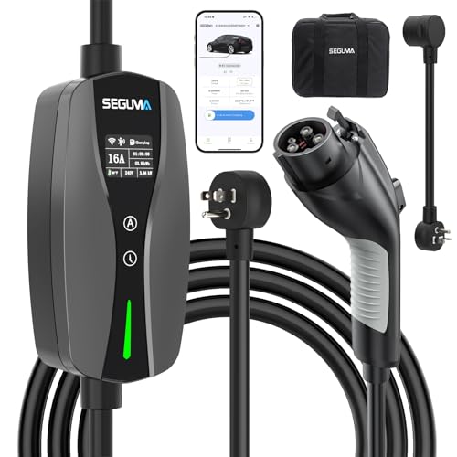 Level 1/2 EV Charger, 16Amp Adjustable Current Wi-Fi/App...