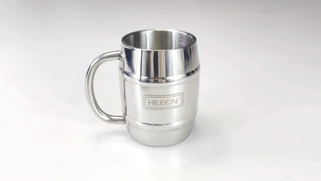 Chope à Bière En Acier Inoxydable 500ml Avec Couvercle Bambou - Tasse Monocouche Pour Extérieur, Fêtes