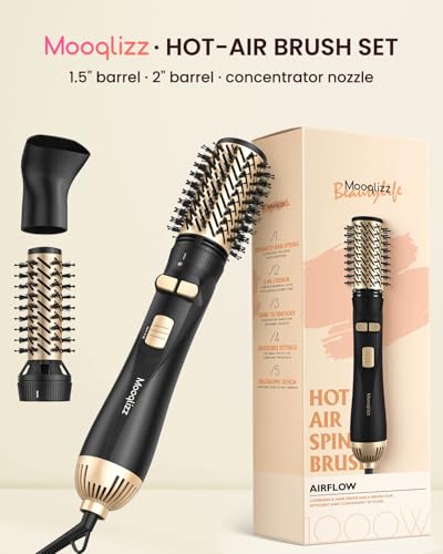 Mooqlizz HB-319 Rotating Hair Dryer Brush, 3 In 1 Round Hot Air Spin Brush Set, Volumizer Blow Dryer Brush With 2 Brushes And Concentrator thumb #6