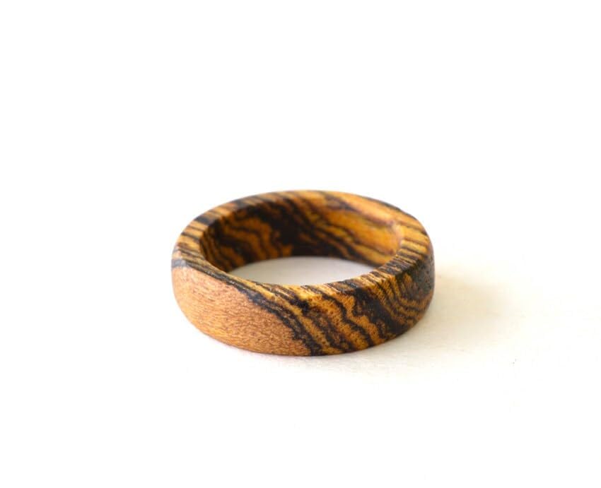 Bocote wood ring, Wood wedding band, Date ring, Promise ring for him, Couple rings, Wood ring engraved, Male engagement ring wood, Name ring