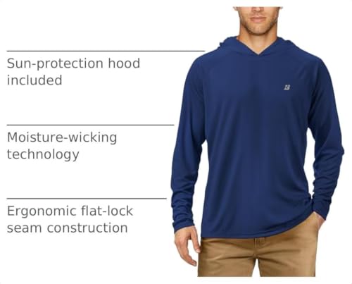 Image of Roadbox Mens Fishing Sun Hoodie, Long Sleeve UPF 50+ UV Protection Shirts