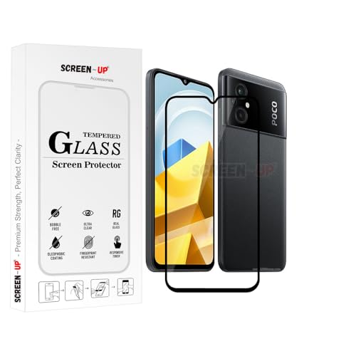 Image of ScreenUp Tempered Glass For Xiaomi Poco M5 (India) - Ultra Clear, 9H Scratch Resistant, Full Coverage, Easy Install Screen Protector
