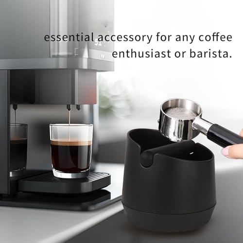 Image of Large 6 Inch / 15 cm Espresso Knock Box with Removable Knock Bar & Non Slip Base Espresso Coffee Machine Accessories for Home or Cafe Black