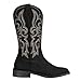 SheSole Women's Fashion Western Cowgirl Cowboy Boots Wide Square Toe Mid Calf Black US Size 10