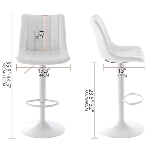Aleavic Bar Stools Set Of 2 Adjustable Swivel Barstools，Modern Bar Stool Bar Chairs，Pu Leather Pub Kitchen Counter Height Bar Stools（White，Square） #TOP2