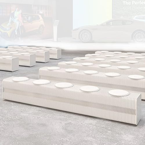 Image of Kraft Paper Rectangle Ottoman - Folding Bench Rest for Bedroom & Entryway, Collapsible Stool with Pad, Portable Stool & Square Ottoman for Living Room Decor, Space-Saving Footrest, White, 5 Seats