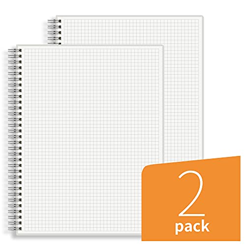 Hulytraat Large Graph Ruled Wirebound Spiral Notebook, 8.5 X 11 Inches, 5 X 5 Graph Ruled (5 Sq/In) Paper Pad, Premium 100Gsm Ivory White Paper, 128 Squared/Grid Pages Per Notebook (Pack Of 2) #TOP6