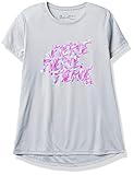 Gerippter Kragen Strickgewebe Under Armour Girls\' Tech Fierce Repeat Short-Sleeve Crew Neck T-Shirt , Mod Gray Light Heather (011)/Meteor Pink , Youth X-Large