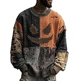 Photo Gallery halloween spooky face felpa uomo casual maglione lavorato a maglia retro cucito patchwork pullover maglione sport vacanze costumi, nero , s Photo Gallery halloween spooky face felpa uomo casual maglione lavorato a maglia retro cucito patchwork pullover maglione sport vacanze costumi, nero , s