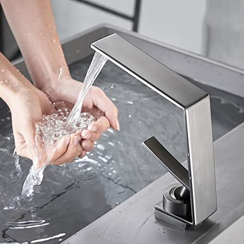 Robinet cascade de salle de bain monotrou pour vasque moderne blanc - 8