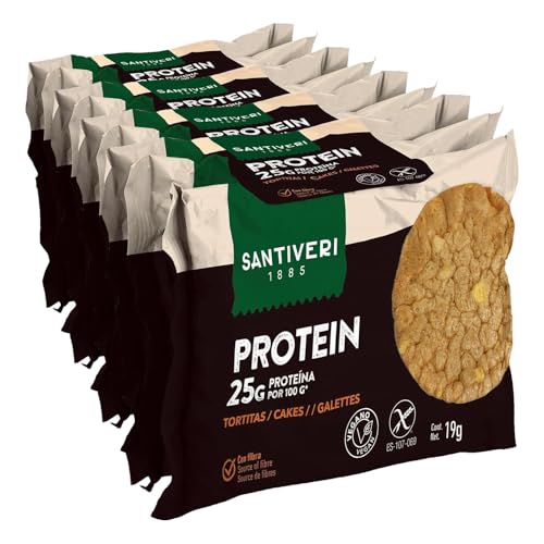 SANTIVERI - Tortitas Protein, Tortitas con 25% de Proteína, Lentejas, Maíz y Alto en Fibra, Sin Gluten ni Lactosa, Vegano - 57 g (Paquete de 4)