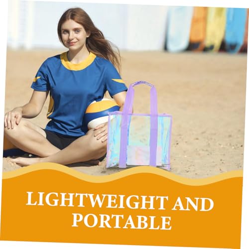 Large Holographic Pvc Beach Bag Shoulder Tote Storage Bag for Women Summer Vacation Essential3