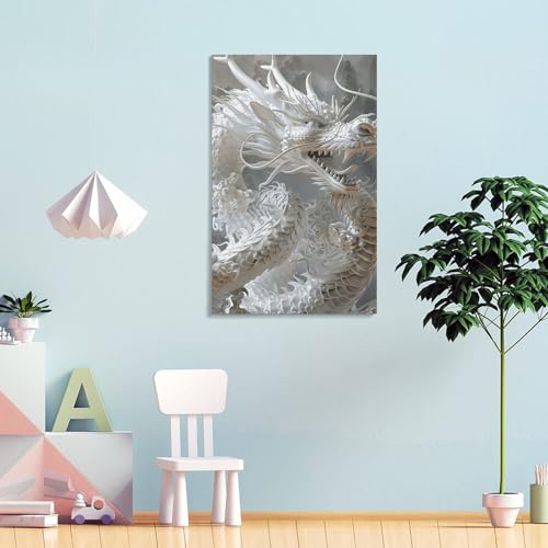 Toile murale dragon blanc décorative pour chambre et salon - 4