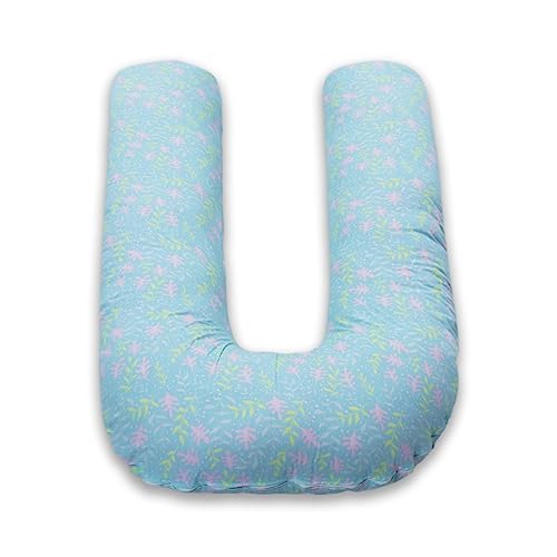 Image of COOZLY U Shaped Pregnancy Pillow | Maternity Pillow | 100% Cotton Removable Covers| Premium PregnoCare Fibres (U Super Premium, GreenFlora)