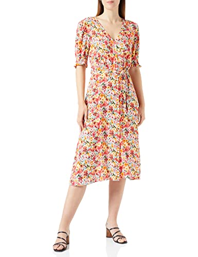 Regular Fit ONLY Onlfrederikke SS V-Neck Belt Dress Wvncs Vestito da Camicetta, Cloud Dancer/AOP: Pink AOP, S Donna