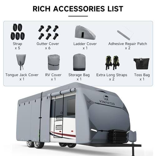 Image of VINPATIO RV Cover 33-35ft: Heavy Duty Travel Trailer Cover, Camper Cover