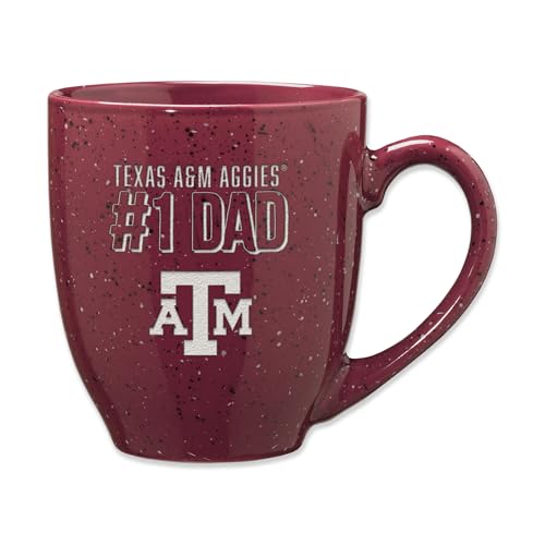 Rico Industries NCAA Texas A&M Aggies Dad-Maroon 16 oz Team Color Laser Engraved Speckled Ceramic Coffee Mug
