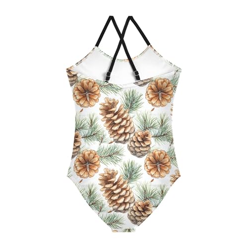 Yuiboo Girls Swimsuits 1-Piecing Bathing Suit Girl Toddler Girls Swim Suit Beach Swimwear Pine Cones Pine Branches2