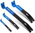 SHALL 4-Piece Ensemble de barres à pry plats -15" 10" 7.5" 5.5"- Lourds & Mini Barre à barre plate en acier à haute teneur en carbone, barre de griffe utilitaire, barre Wonder Bar & Travail du bois