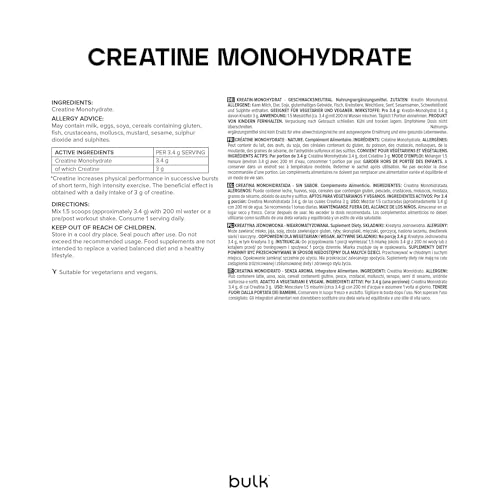 Bulk Créatine Monohydrate Poudre 100 g | 29 portions | Créatine micronisée pure | Non aromatisé | Vegan et Halal | Idéal pour le fitness, l'entraînement et la salle de sport | Facile à dissoudre – Image 8