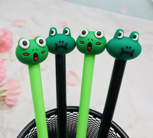 Finpletai Cute Frog Gel Ink Pens, Cartoon Animals 0.5 mm Black Ink, Cool Novelty Pens for Ournaling, Writing, Note-Taking, Teacher School Party Office Home Supplies (10)