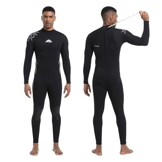 XUKER Wetsuit Men, 2mm Neoprene Long Sleeve Full Body Back Zip Wet Suit in Cold Water for Diving Surfing Snorkeling Kayaking Swimming Scuba Water Sports