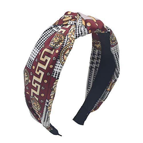 MHDGG 1Pcs Headbands for Women - Bandana Knot Headbands for Women Turban Headbands for Women Wide Headbands for Women Hairband Hair Hoops Hair Accessories,Wine Red