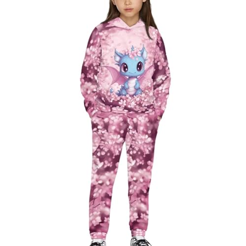 2 Piece Pullover Hoodie + Sweatpants Clothing Set Girls Sweatsuits