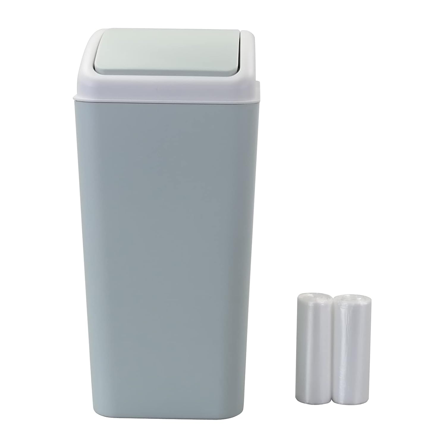 Annkky 15 L Small Bathroom Bins with 2 Rolls Bin Liners, Plastic Swing