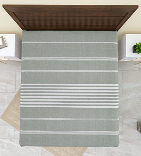 Image of 210 TC Handmade Double Bedsheet | Without Pillow Cover | Handloom Cotton Bedsheets for Double Bed | Bed Sheet Size (90X100 Inches, 7.5 x 8.3 Feet | Cool Grey)