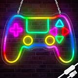 ゲームネオンサイン RGB ゲームパッド ネオンサイン LED ネオンライト 10種類 4モード 調整可能 USB充電式 壁掛け 雰囲気作り ネオン看板 インテリア 部屋 寝室 装飾 おしゃれ かわいい 誕生日 クリスマス プレゼント 横40×縦28cm
