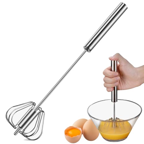 Egg Hand Push Whisk Blender, Stainless Steel Mixer Stirrer for Multifunctional Egg Beating