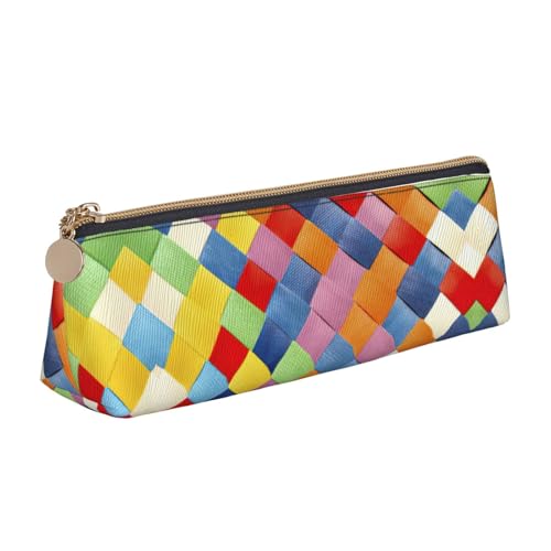 Uusnwaa Trousse à crayons en cuir coloré avec fermeture éclair, sac de rangement pour l'école, le bureau, femme et homme